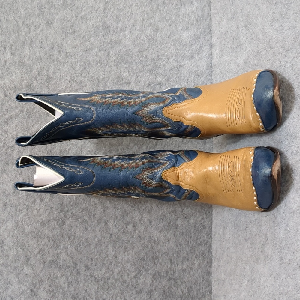 TONY LAMA WOMEN'S WESTERN Tan Blue Vintage BOOTS Size 7 - Picture 2 of 11
